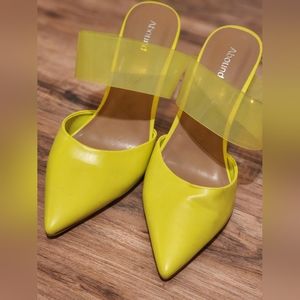 Neon yellow green mule